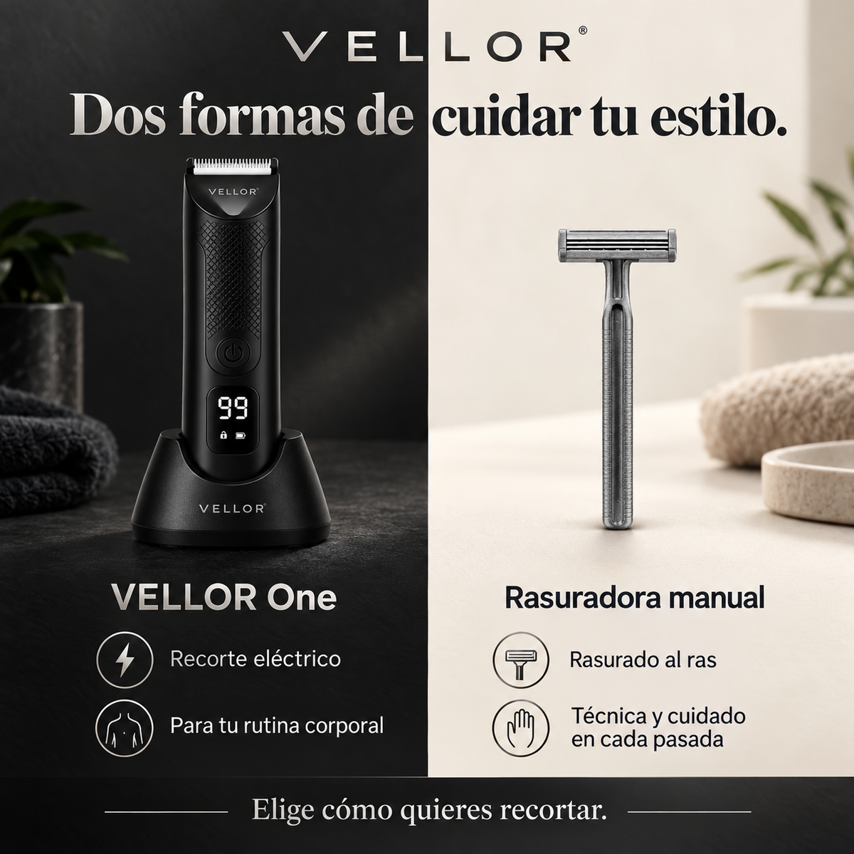 VELLOR One — Rasúrate en la ducha en tan solo 3 minutos.